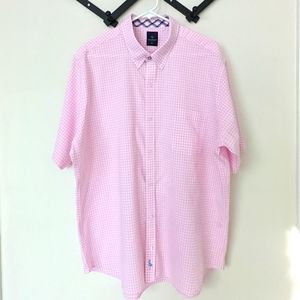 Men's TailorByrd Collection Pink Plaid Short Sleeve Casual Shirt Button Down XXL
